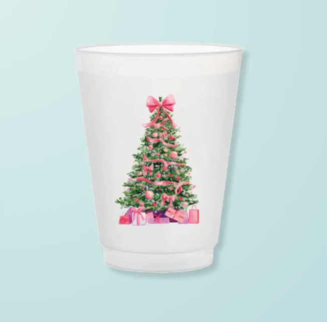 Pink Christmas Tree Frosted Cups