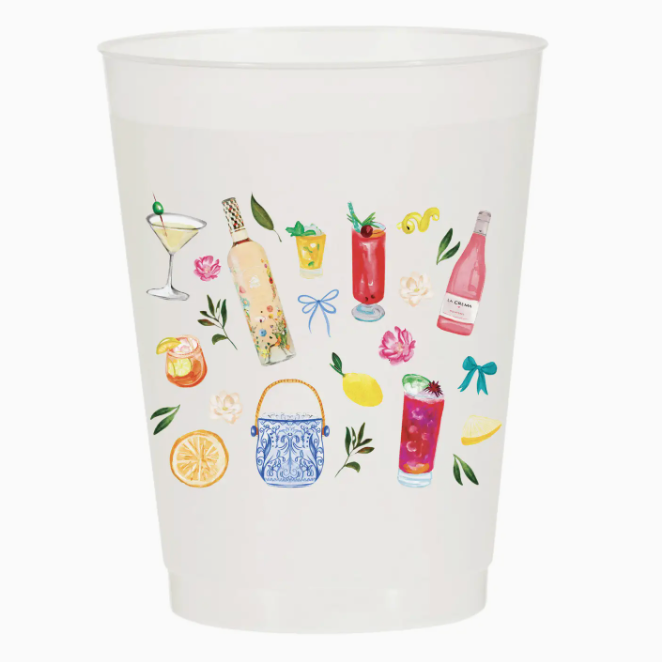 Summer Cocktail Collage Frosted Cups- Summer