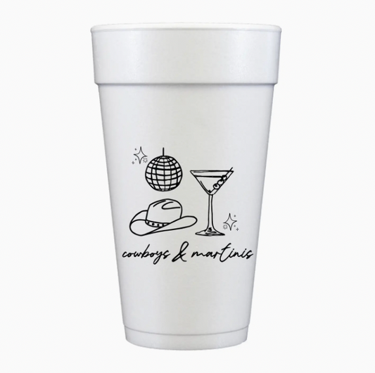 Cowboys and Martini's Foam Cups