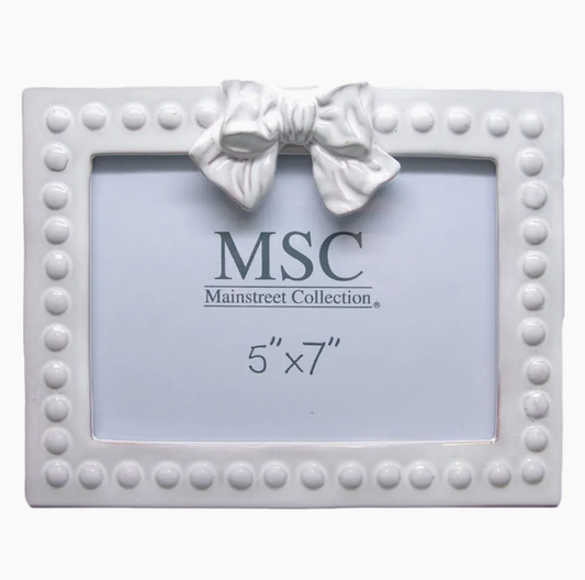 Whitewash Bow 5x7 Picture Frame