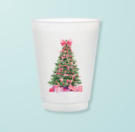 Pink Christmas Tree Frosted Cups