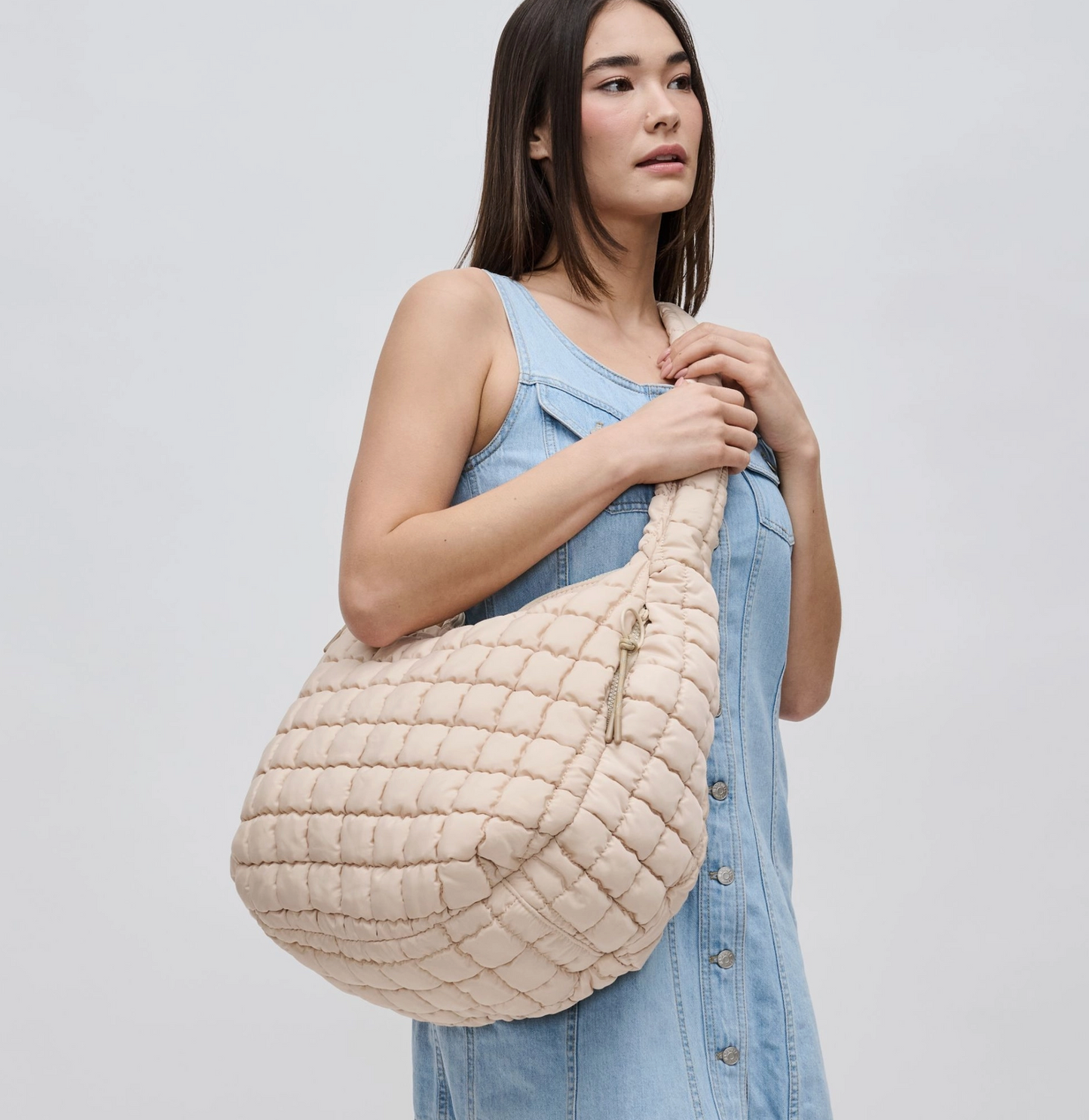 Tan Revive - Quilted Puffer Nylon Hobo