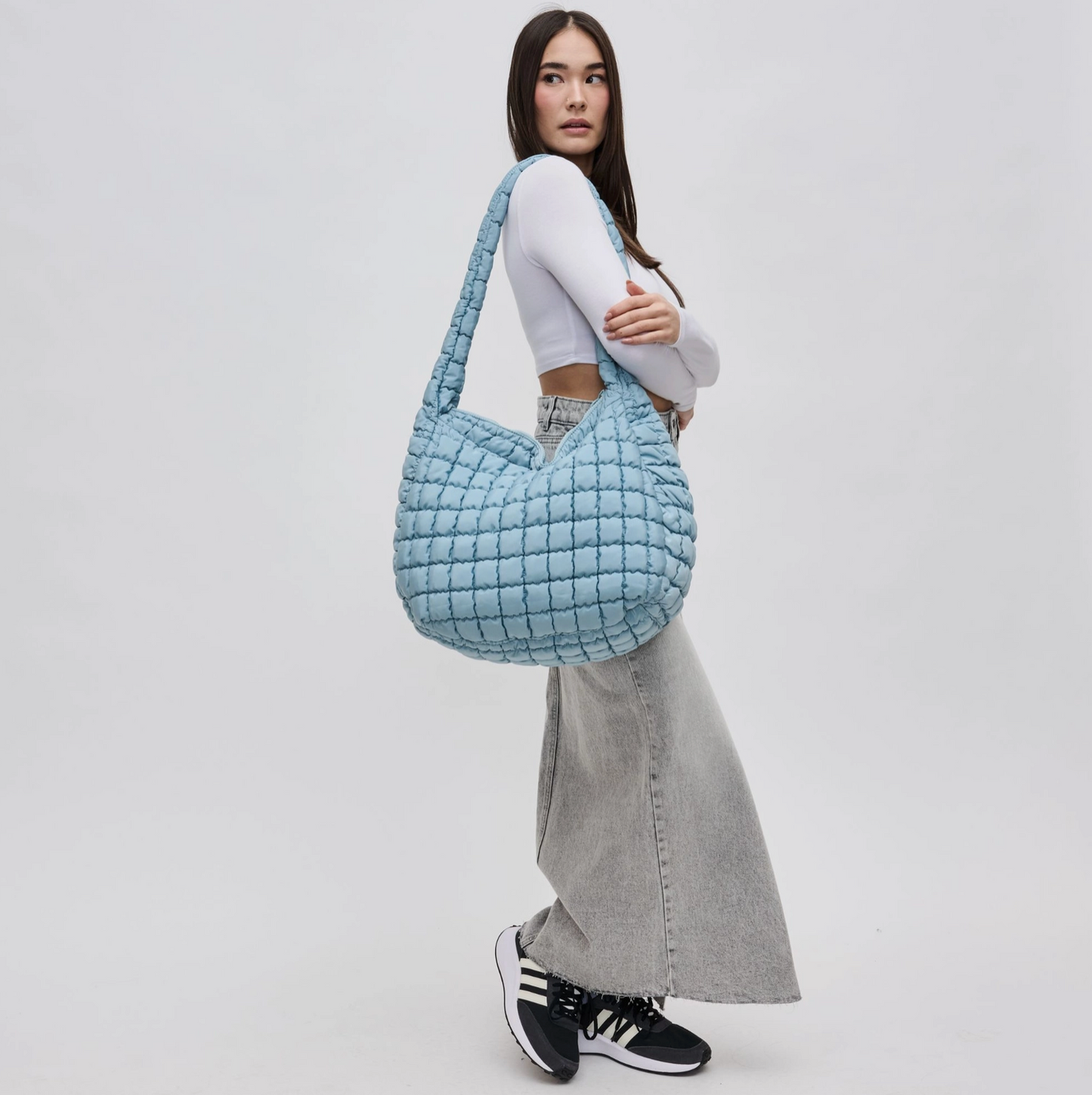 Blue Revive - Quilted Puffer Nylon Hobo
