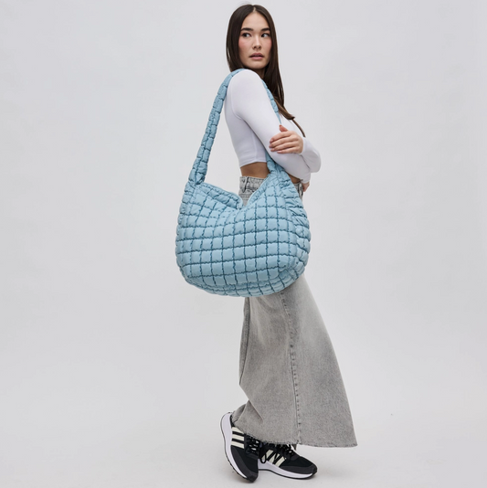 Blue Revive - Quilted Puffer Nylon Hobo