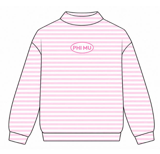 Phi Mu Striped Mockneck PREORDER